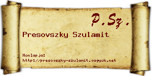 Presovszky Szulamit névjegykártya